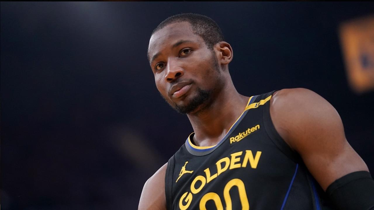 Golden State Warriors forward Jonathan Kuminga (00) stands on the court before a play against the Minnesota Timberwolves in the second quarter during game four of the second round for the 2025 NBA Playoffs at Chase Center.