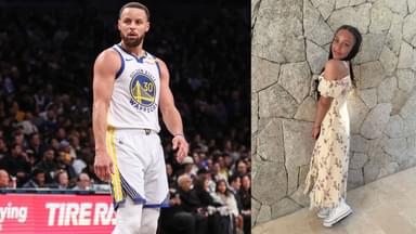 Steph Curry (L) and his daughter Riley Curry (R)