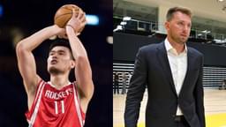 Yao Ming (L) and Luka Doncic (R)