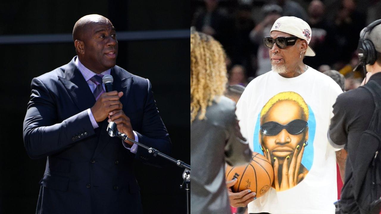 Magic Johnson(L) and Dennis Rodman(R)