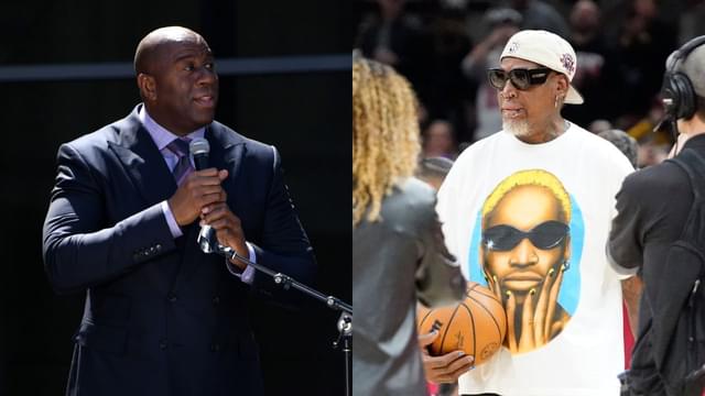 Magic Johnson(L) and Dennis Rodman(R)