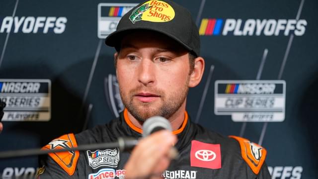Chase Briscoe answers questions from the media during NASCAR Cup Series Playoff Media Day at Charlotte Convention Center.