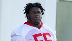 Tampa Bay Buccaneers defensive tackle Desmond Watson (56) looks on before training camp at AdventHealth Training Center.