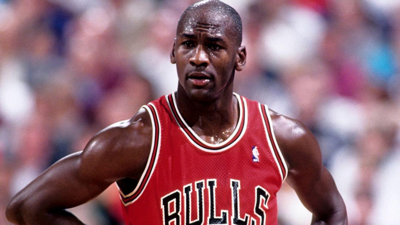 Chicago Bulls guard Michael Jordan (23) against the Portland Trailblazers at Memorial Coliseum.