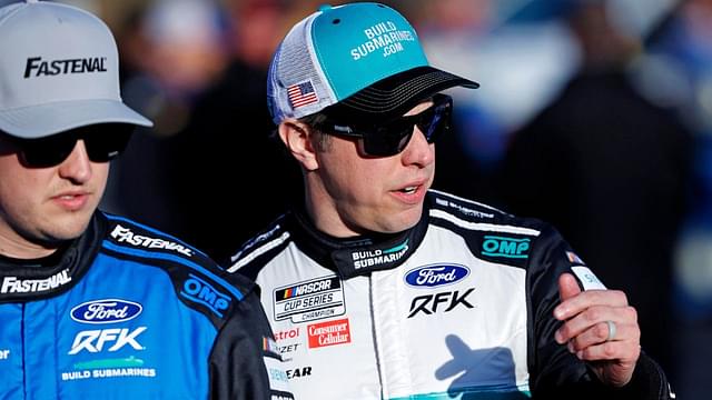 NASCAR Cup Series driver Ryan Preece (60) and NASCAR Cup Series driver Brad Keselowski (6) walk the track before practice for the Clash at Bowman Gray at Bowman Gray Stadium.