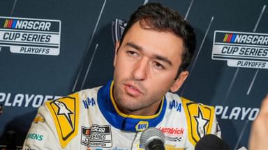 Chase Elliott answers questions from the media during NASCAR Cup Series Playoff Media Day at Charlotte Convention Center.