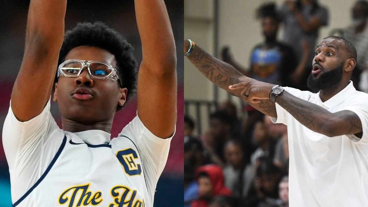 Bryce James (L), LeBron James (R)