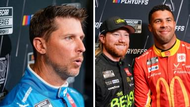 Denny Hamlin, Tyler Reddick and Bubba Wallace