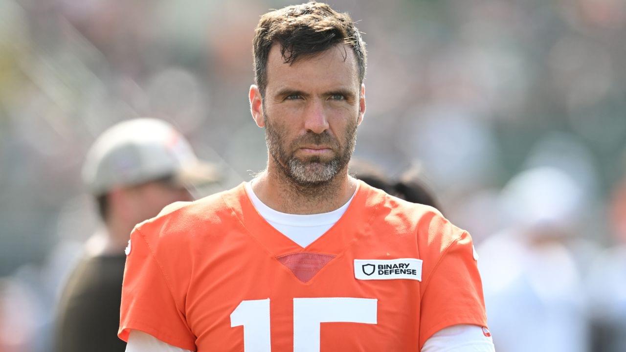 Cleveland Browns quarterback Joe Flacco (15) during training camp at CrossCountry Mortgage Campus.