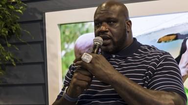 LAS VEGAS, NV - JANUARY 10: Shaquille O Neal at the Ring booth during CES 2018 in Las Vegas, Nevada on January 10, 2018.