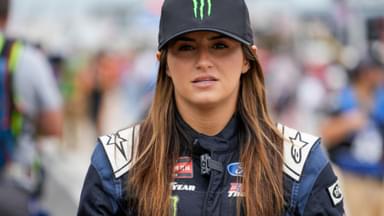 NASCAR Craftsman Truck Series driver Hailie Deegan (13) walks to her truck during the Tyson 250 at North Wilkesboro Speedway.