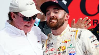 Team owner Richard Childress celebrates with NASCAR Cup Series driver Austin Dillon (3) after winning the Coke Zero Sugar 400 at Daytona International Speedway.
