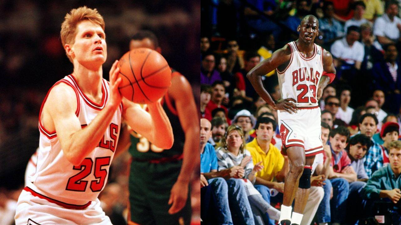 Steve Kerr (L), Michael Jordan (R)