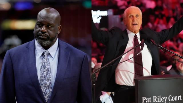 Shaquille O'Neal(L) and Pat Riley(R)