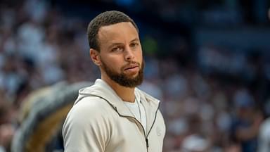 Golden State Warriors guard Stephen Curry (30) looks on against the Minnesota Timberwolves in the second half during game five of the second round for the 2025 NBA Playoffs at Target Center.