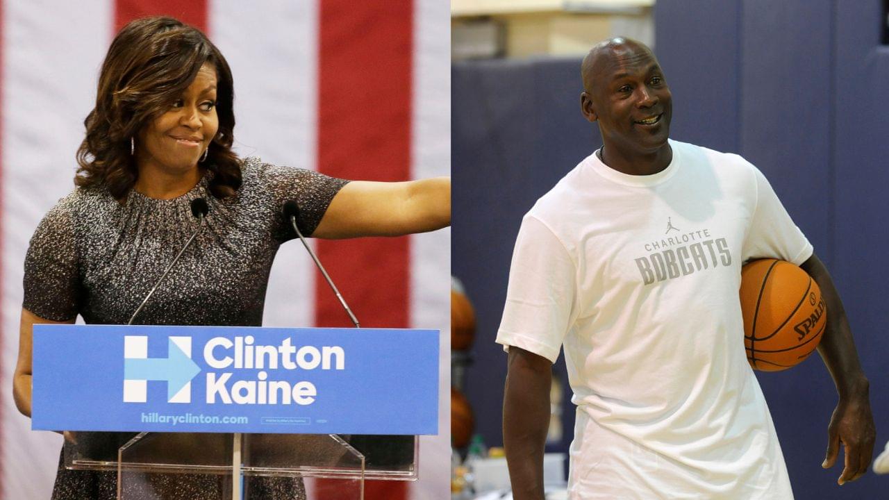 Michele Obama (L), Michael Jordan (R)