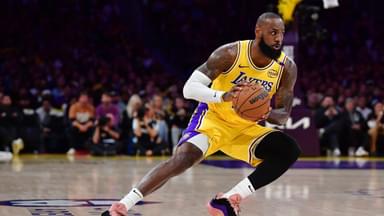 Los Angeles Lakers forward LeBron James (23) controls the ball against the Minnesota Timberwolves during the first half in game five of first round for the 2025 NBA Playoffs at Crypto.com Arena.