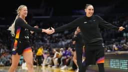 Sep 17, 2024; Los Angeles, California, USA; Phoenix Mercury guard Sophie Cunningham (9) and guard Diana Taurasi (3) celebrate in the second half against the LA Sparks at Crypto.com Arena.