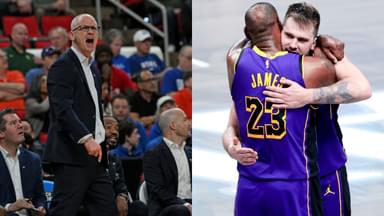 Dan Hurley(L), LeBron James and Luka Doncic(R)
