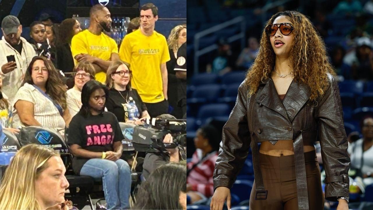 'Free Angel' shirt fan(L) and Angel Reese(R)
