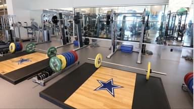 A general view of the Dallas Cowboys weight room at the Dallas Cowboys Headquarters at The Star. Weightlifting