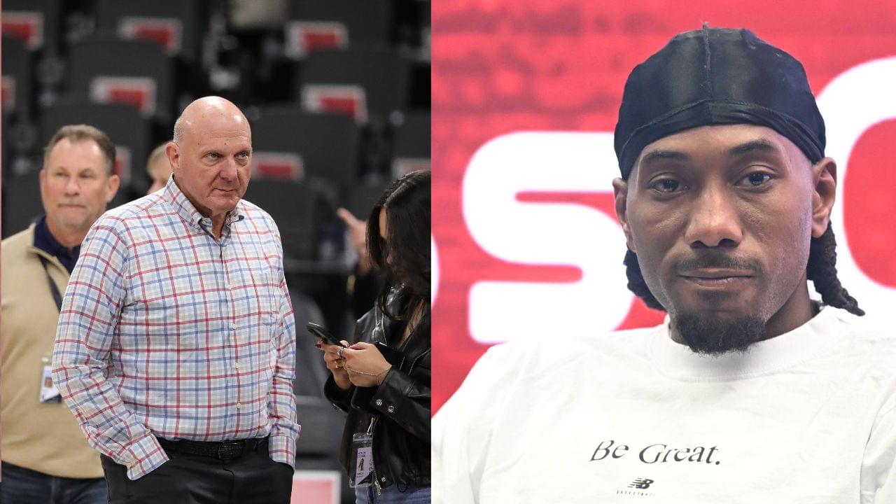 Steve Ballmer (L), Kawhi Leonard (R)