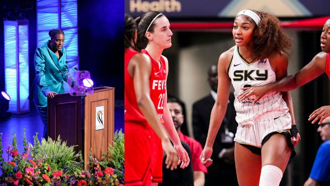 (L) Sylvia Fowles (R) Caitlin Clark and Angel Reese