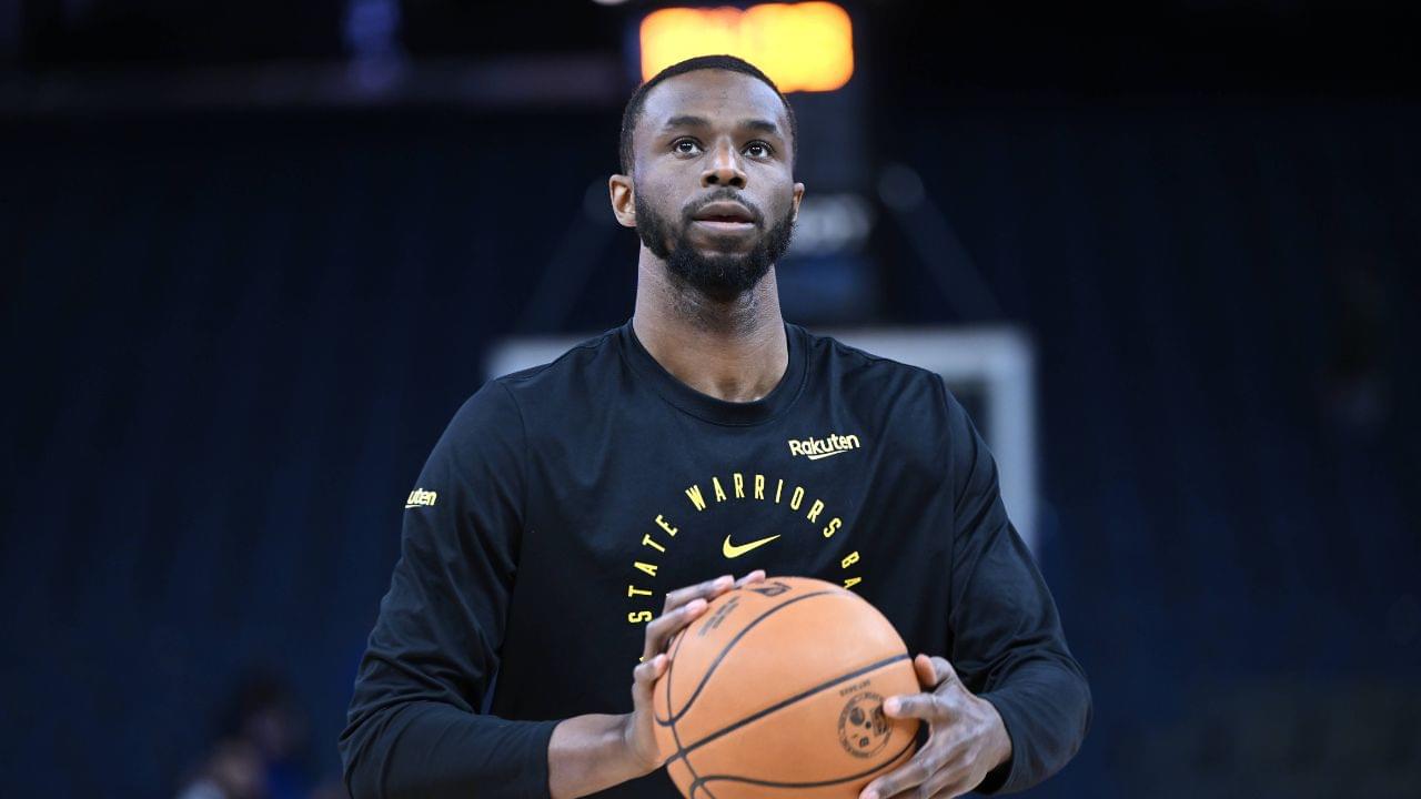 Andrew Wiggins of Golden State Warriors warms up before the NBA game between Los Angeles Lakers and Golden State Warriors at Chase Center on January 25, 2025 in San Francisco, California, United States.