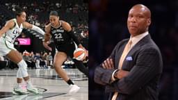 (L) Napheesa Collier, A'ja Wilson (R) Byron Scott
