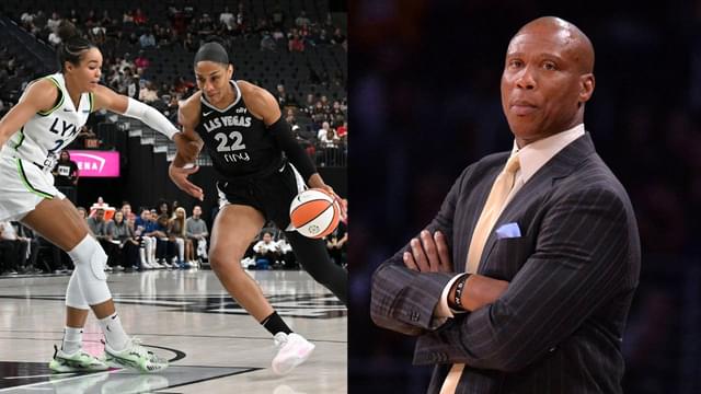 (L) Napheesa Collier, A'ja Wilson (R) Byron Scott