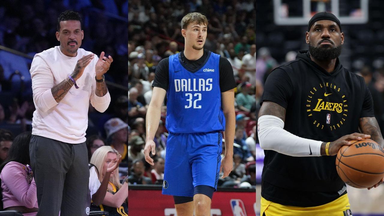 Matt Barnes(L), Cooper Flagg(Center), and LeBron James(R)