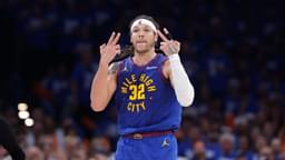 May 13, 2025; Oklahoma City, Oklahoma, USA; Denver Nuggets forward Aaron Gordon (32) gestures after scoring against the Oklahoma City Thunder during the second half of game five of the second round for the 2025 NBA Playoffs at Paycom Center.