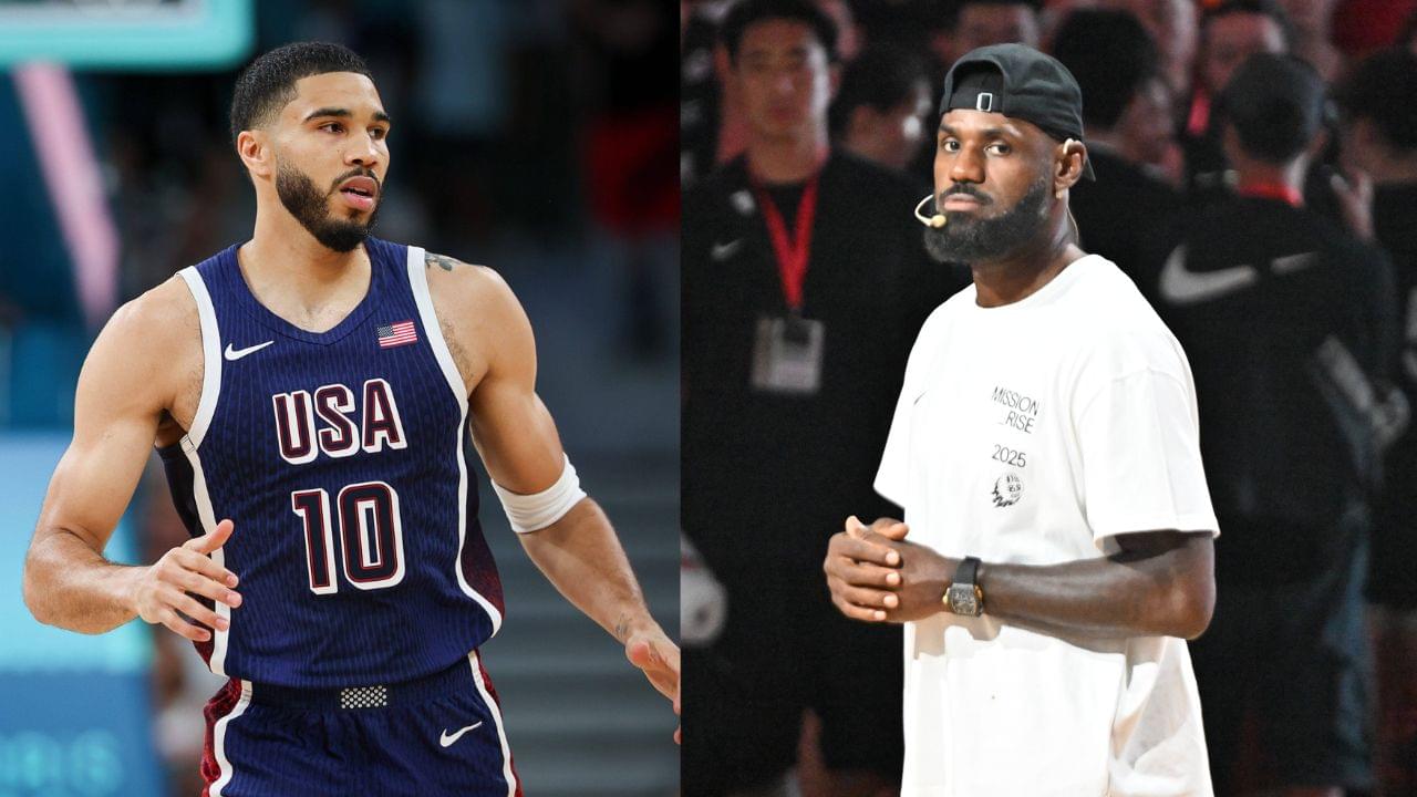Jayson Tatum (L), LeBron James (R)