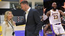 Jeanie Buss, Luka Doncic (L) and LeBron James (R)