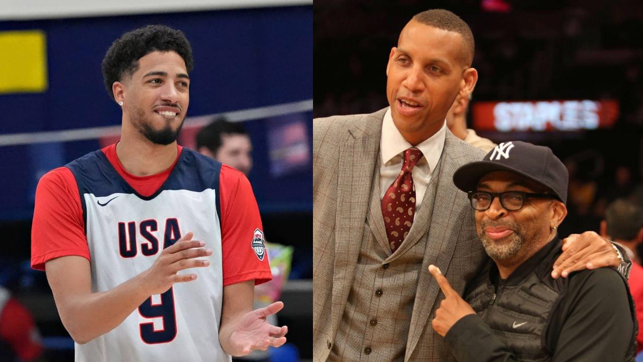 Tyrese Haliburton (L), Reggie Miller (R)