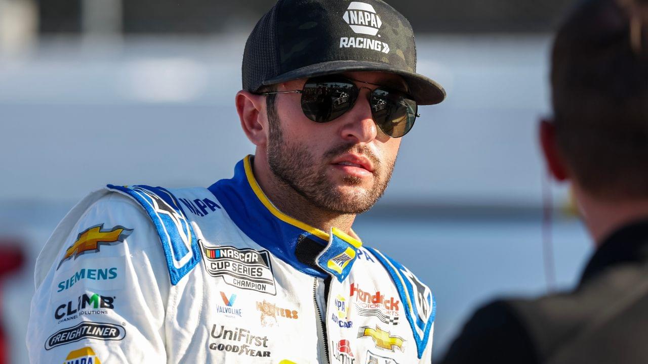 NASCAR Cup Series driver Chase Elliott (9) on pit road prior to the NASCAR Cook Out Southern 500 at Darlington Raceway.