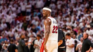SPORTS-BKN-HEAT-BUTLER-MI Miami Heat forward Jimmy Butler (22) reacts on the court against the Milwaukee Bucks during the fourth quarter of Game Four of the first-round NBA playoffs at Kaseya Center on Monday, April 24, 2023
