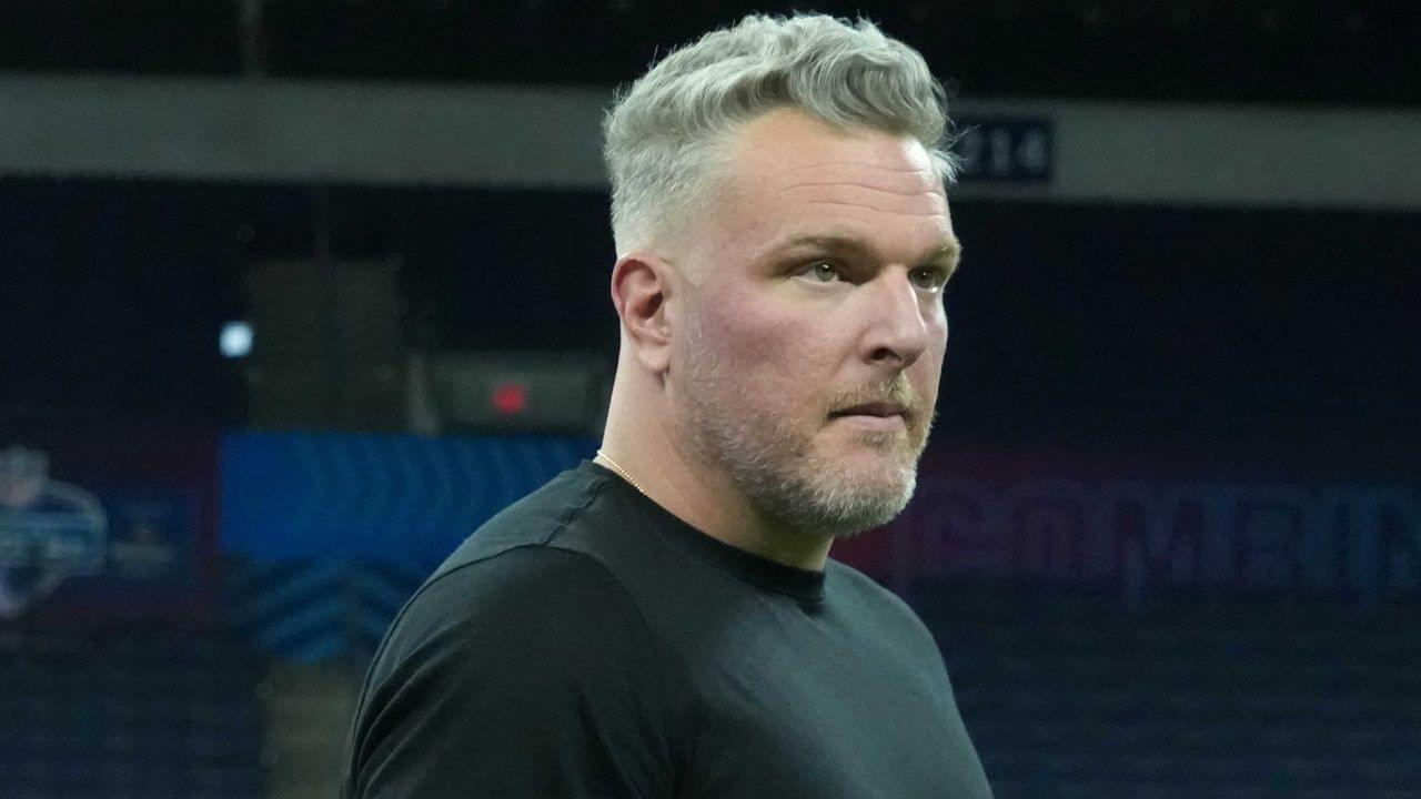 Pat McAfee watches workouts at the 2025 NFL Scouting Combine at Lucas Oil Stadium.