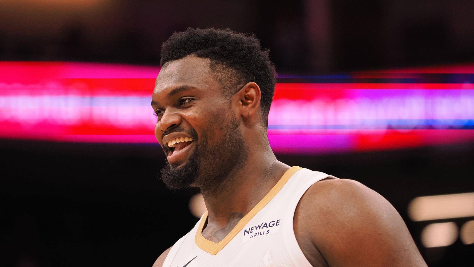 Feb 8, 2025; Sacramento, California, USA; New Orleans Pelicans forward Zion Williamson (1) smiles after a foul call against the Sacramento Kings during the fourth quarter at Golden 1 Center