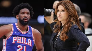 Joel Embiid (L), Rachel Nichols (R)