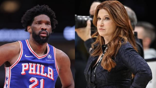 Joel Embiid (L), Rachel Nichols (R)