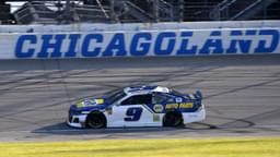 NASCAR Cup Series driver Chase Elliott (9) competes during qualifying for the Camping World 400 at Chicagoland Speedway.