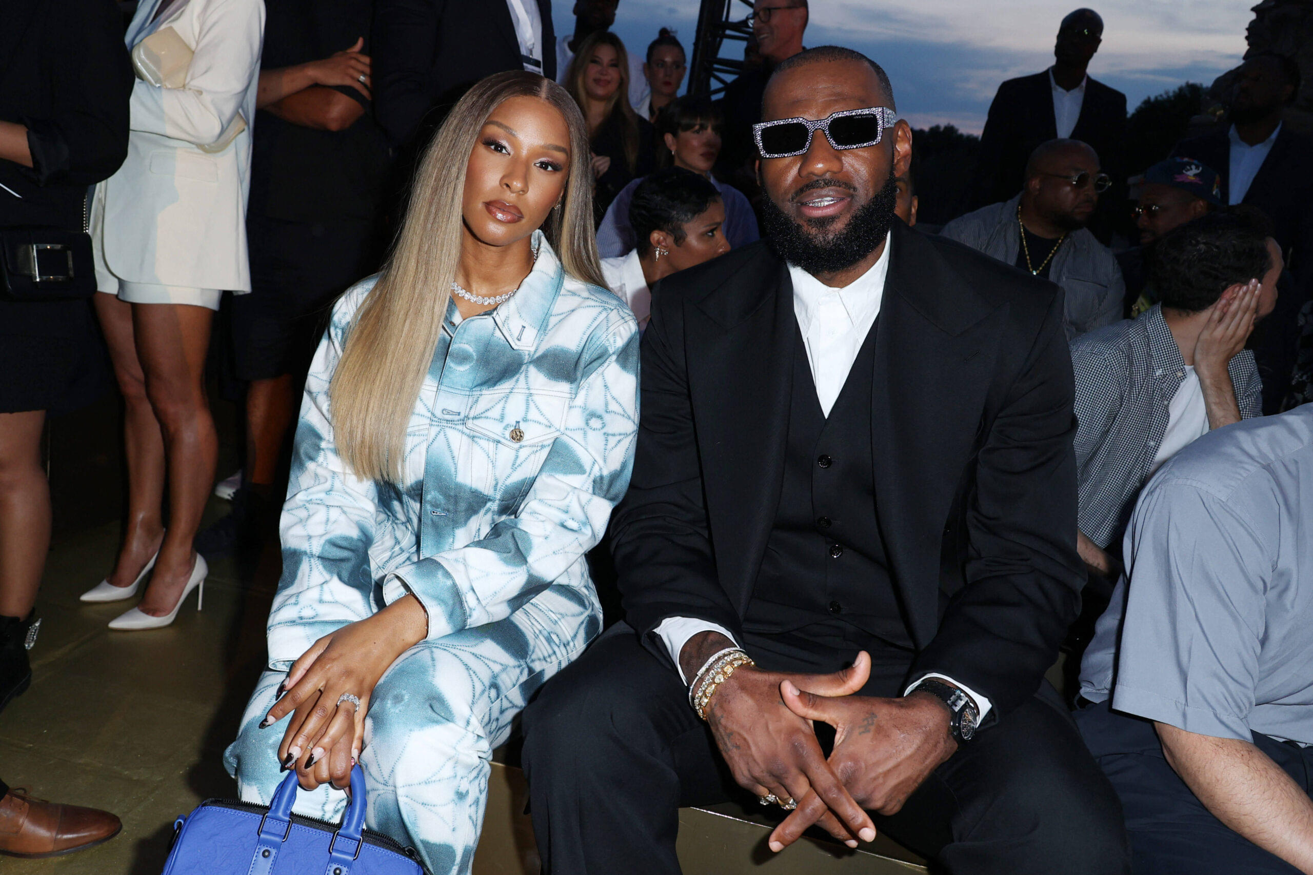 MFW - Louis Vuitton - Front Row Savannah James and her husband Lebron James attend the Louis Vuitton Spring Summer 2024 fashion show during the Paris Fashion Week