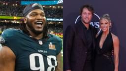 Jalen Carter (left), Matthew and Kelly Stafford (right)