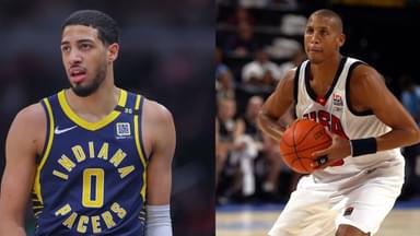 Tyrese Haliburton (L), Reggie Miller (R)