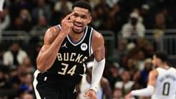 Nov 22, 2024; Milwaukee, Wisconsin, USA; Milwaukee Bucks forward Giannis Antetokounmpo (34) reacts in the second quarter against the Indiana Pacers at Fiserv Forum