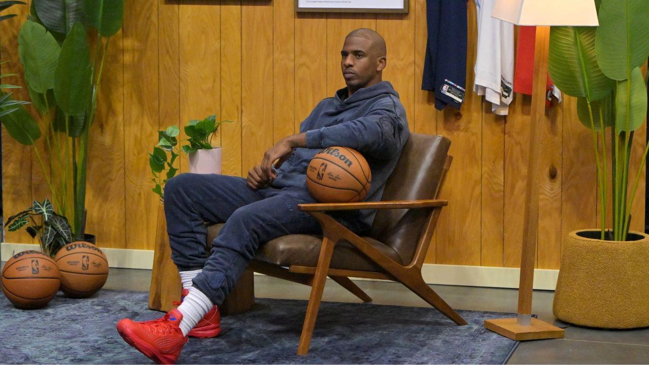Los Angeles Clippers guard Chris Paul (3) poses for a merchandise shoot during media day at Intuit Dome.