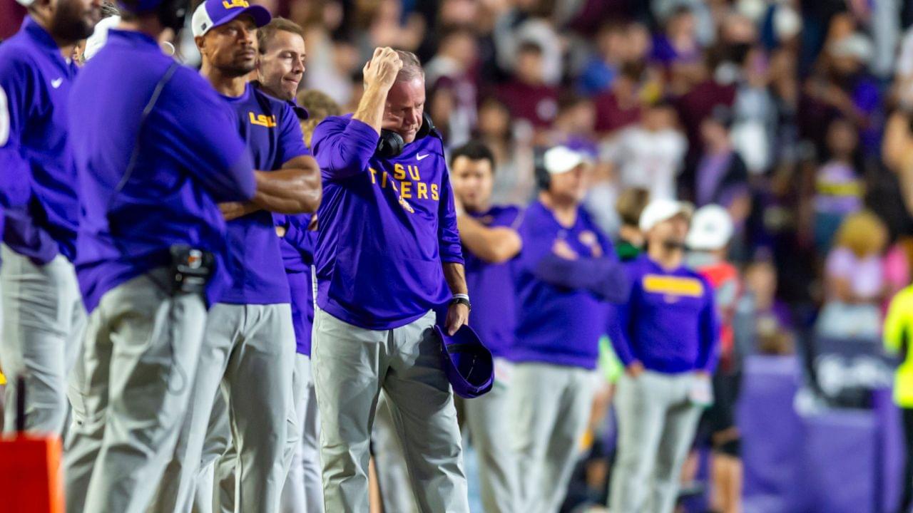 Tigers Head Coach Brian Kelly, LSU Tigers take on the Texas A&M Aggies. October 25, 2025; Baton Rouge, Louisiana, USA; at Tiger Stadium. Saturday, Oct. 25, 2025.