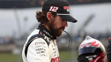Oct 25, 2025; Martinsville, Virginia, USA; NASCAR Cup Series driver Ryan Blaney (12) before NASCAR Cup Series Xfinity 500 Qualifying at Martinsville Speedway.