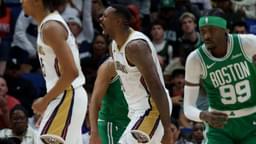 Oct 27, 2025; New Orleans, Louisiana, USA; New Orleans Pelicans center DeAndre Jordan (9) reacts after a dunk against the Boston Celtics during the first half at Smoothie King Center